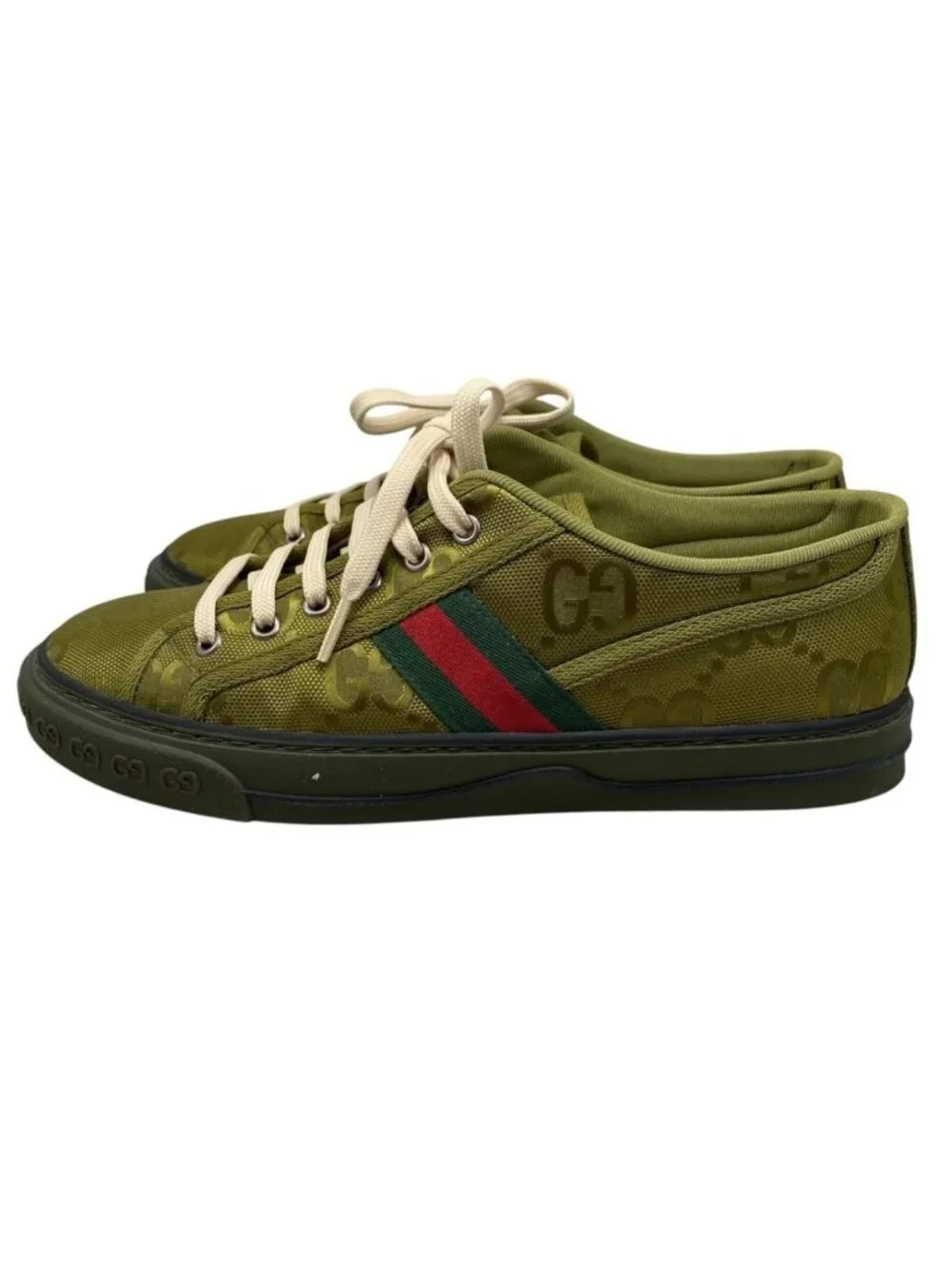 Gucci Sneakers Low Cut GG Canvas Logo Khaki Red Green